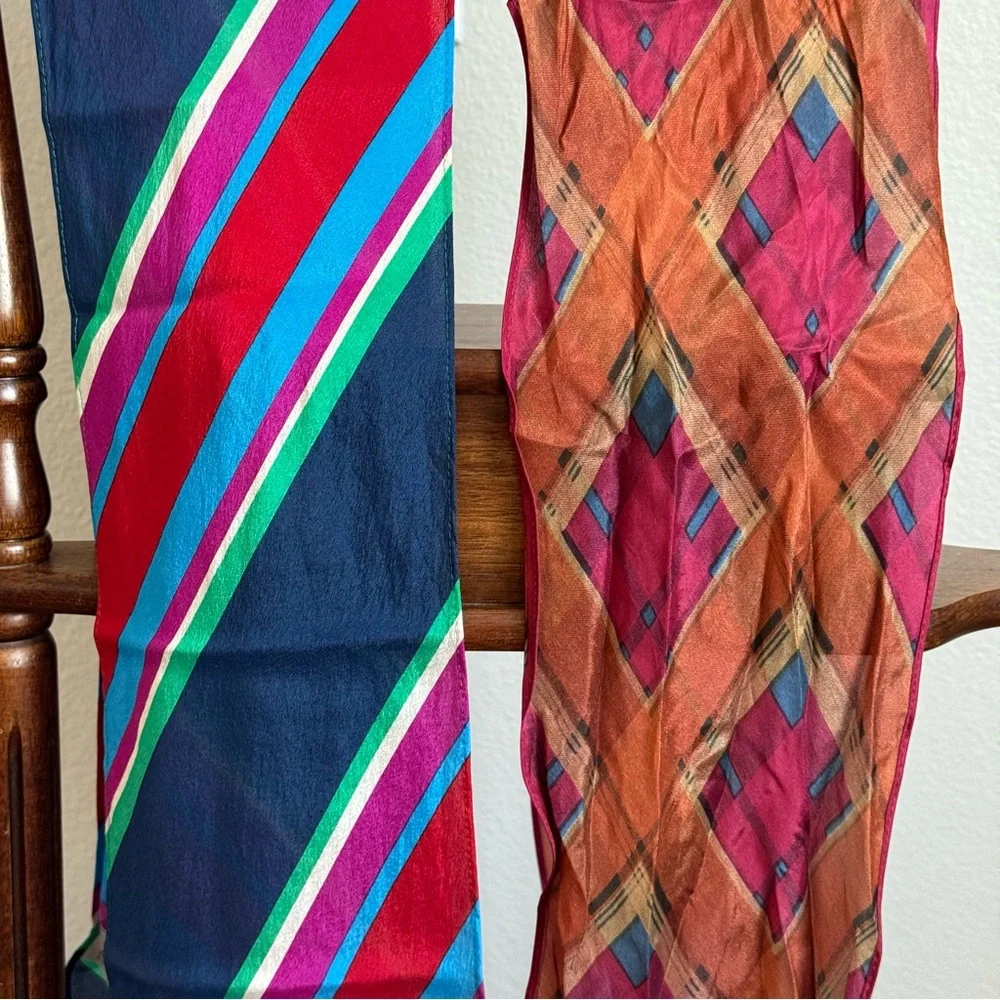 Liz Claiborne 100% Silk Scarf Made in Japan Multicolor Chic Colorful Summer